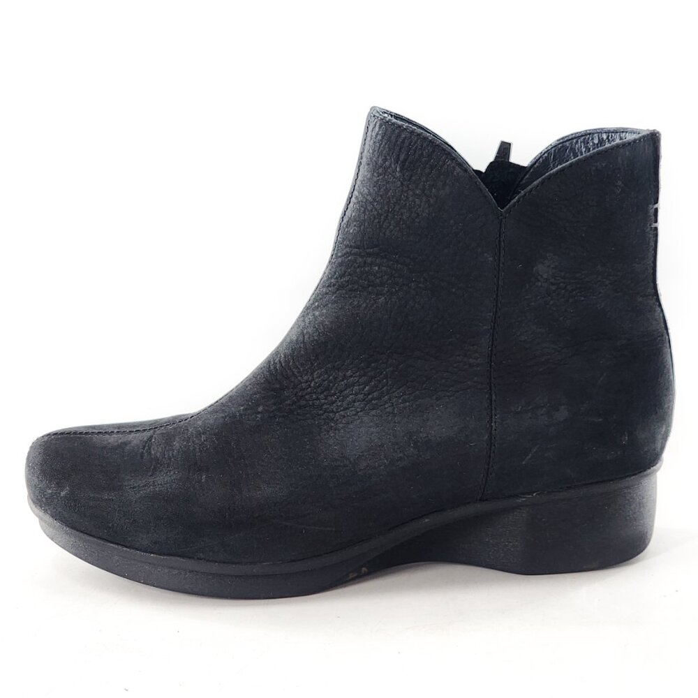 DANSKO Liza Black Nubuck Leather Low Wedge Ankle Boots Zip - Picture 5 of 10
